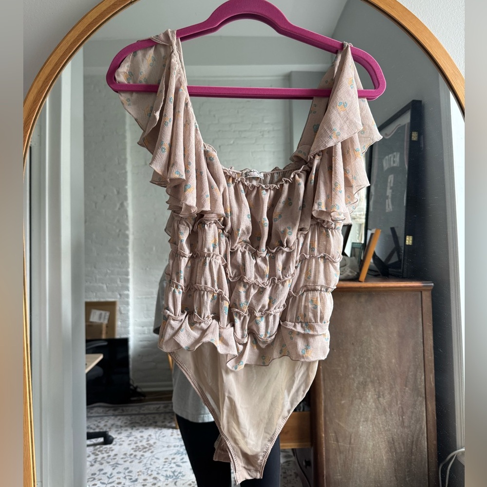 Free People Ruffled Floral Bodysuit